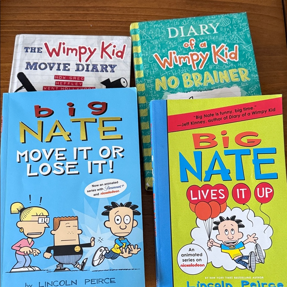Diary of a Wimpy Kid and Big Nate Book Sets -4 books